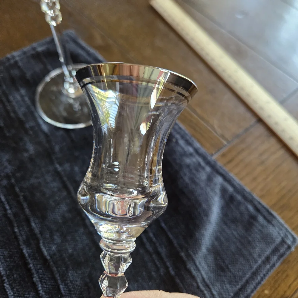 Pair Of Vintage Mikasa Silver Rimmed Taper Candle Holders